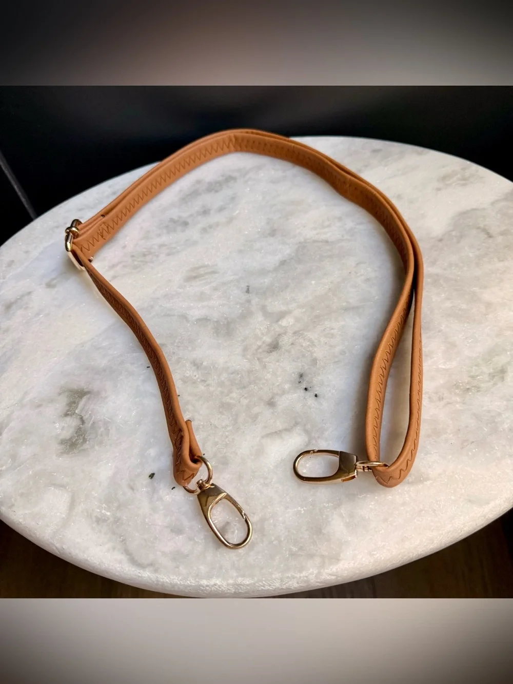 Tan Crossbody Bag Strap Adjustable Vegan Leather Swivel Gold Clasps